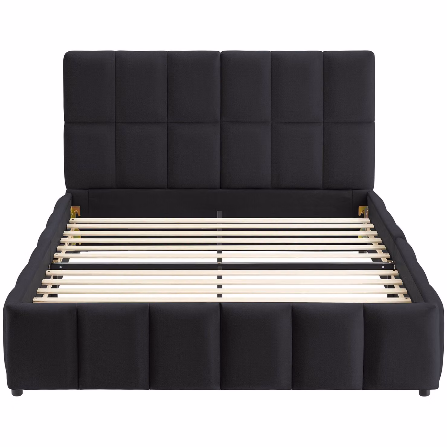 Letto imbottito Shirley tectake con rete a doghe in effetto velluto nero L/P/H: 220 x 120 x 93 cm – 4