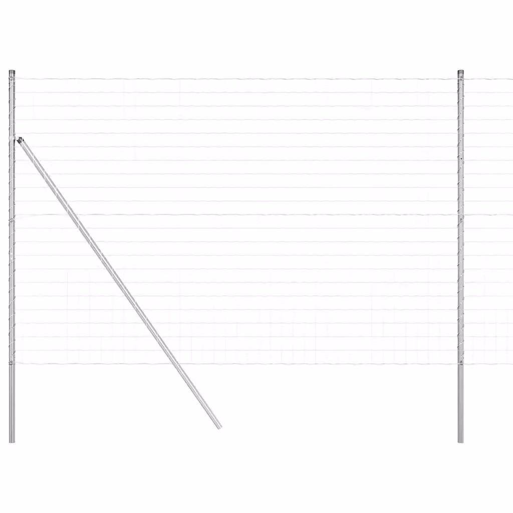 Recinzione da esterno vidaXL in acciaio galvanizzato e PVC argento, L: 10 m, H: 1,6 m – 2