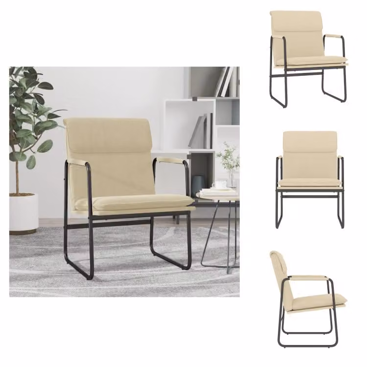 vidaXL Sedia lounge crema 55x64x80 cm in tessuto - Poltrona