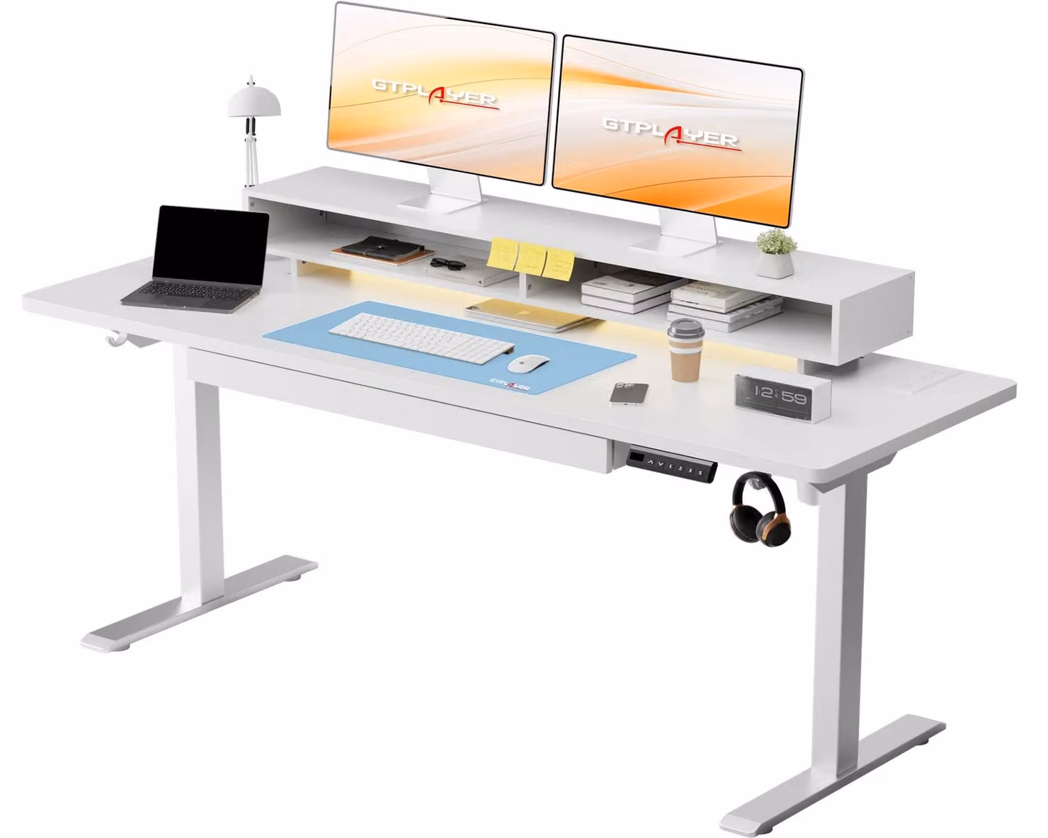 Scrivania regolabile in altezza, elettrica - Scrivania regolabile - Arredamento per ufficio - Scrivania da lavoro in piedi - Tavolo per laptop - 120x60 cm
