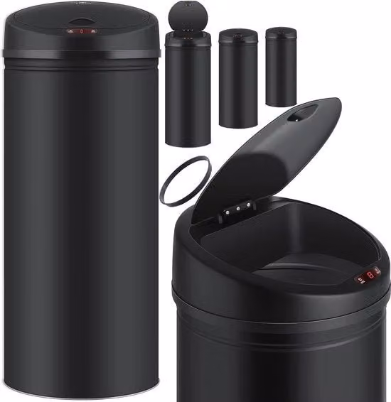 Contenitore per Rifiuti Automatico - Filtro in Acciaio Inossidabile - 30 Litri - Nero