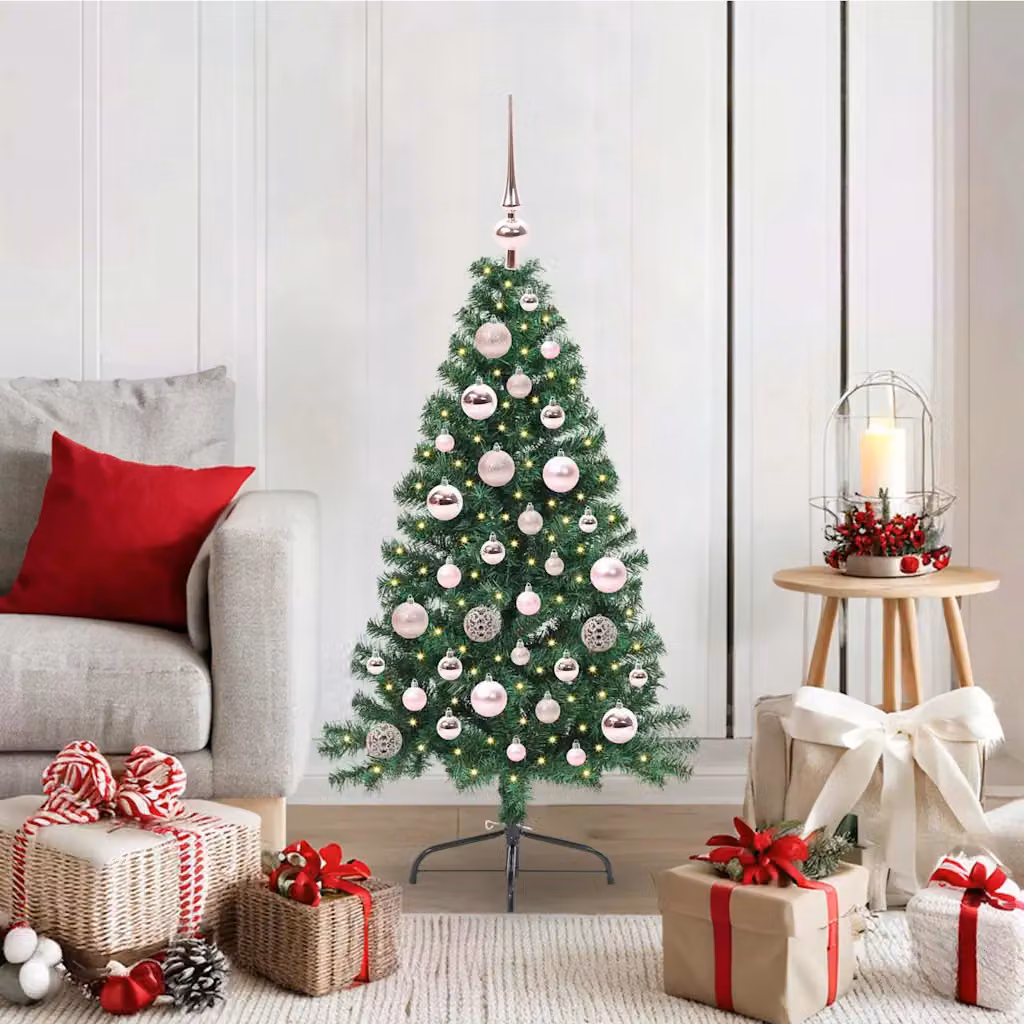 Albero di Natale artificiale moderno vidaXL con luci LED bianco caldo Verde 120 cm