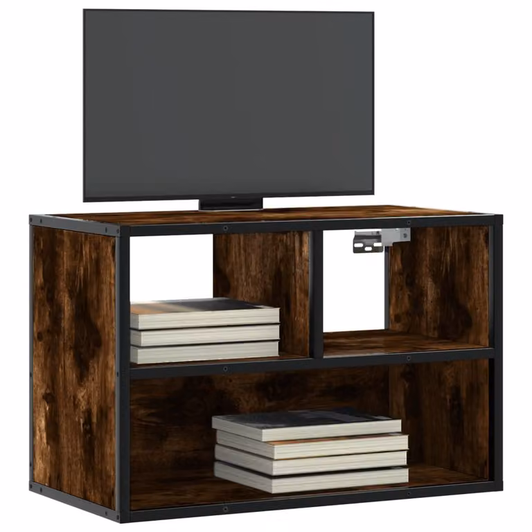 Mobile TV vidaXL in stile industrial, colore marrone, in legno e metallo, L 60 cm x P 31 cm x H 39,5 cm