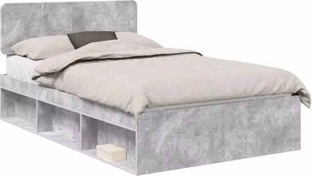 Letto matrimoniale | Letto per adulti | Struttura del letto Calcestruzzo 120 x 190 cm Pino massello