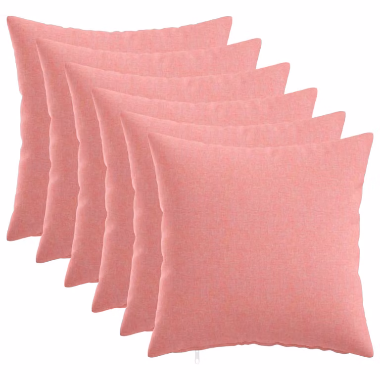 Set di 6 cuscini quadrati vidaXL HEERLEN in tessuto rosa con rivestimento lavabile