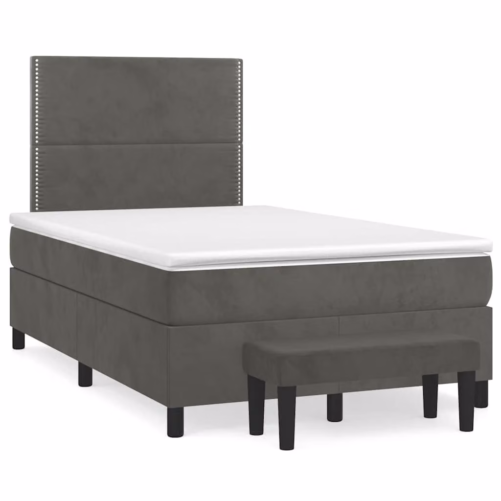 Giroletto a Molle con Materasso Ibrido vidaXL in Velluto Grigio e Bianco, L/P/H: 120 x 200 cm