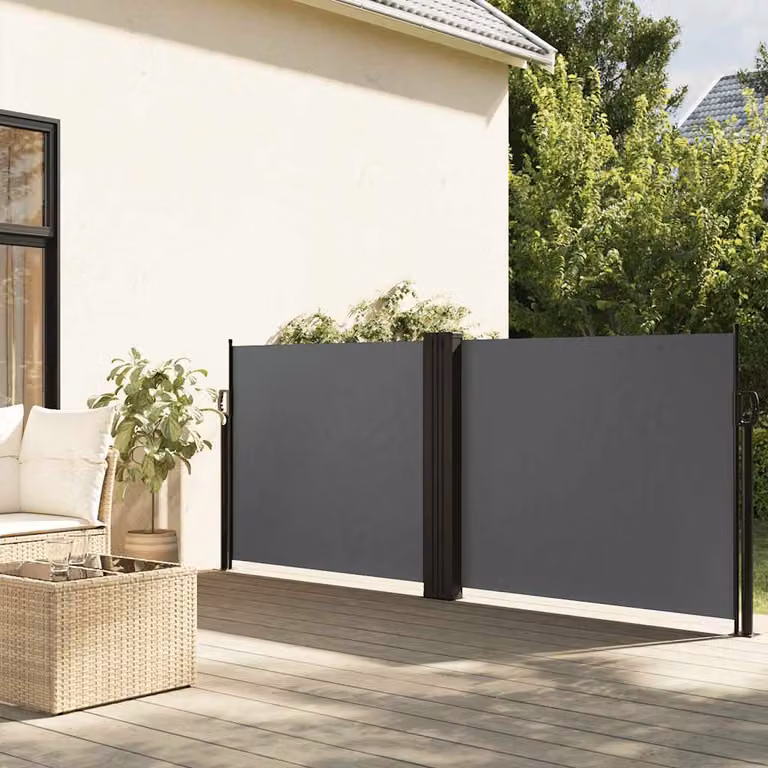 vidaXL Tenda da Sole Laterale Retrattile in Poliestere e Acciaio, Colore Antracite, L: 600 cm, H: 100 cm