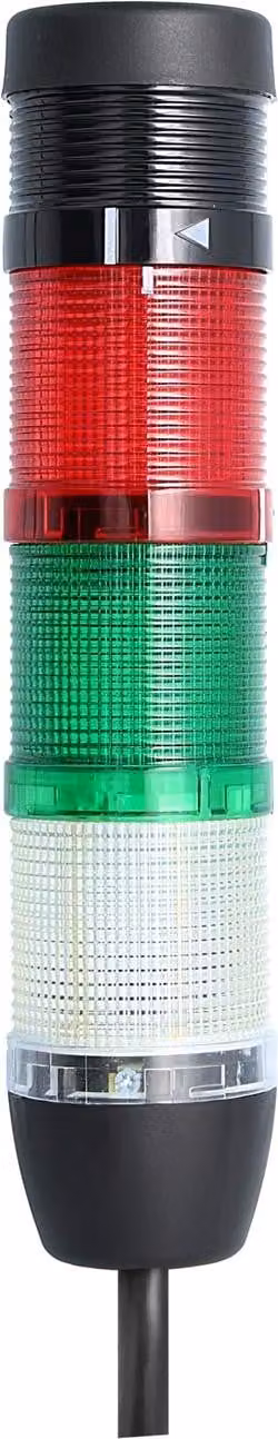 Colonna segnaletica STEX24 bianca-verde-rossa, 50 mm, 24 V CA/CC, luce lampeggiante a LED con cicalino, cavo da 0,6 metri, SS50-B3/24 138