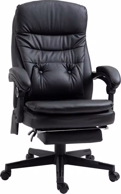 Sedia Poltrona da Ufficio Presidenziale Massaggiante GIORDANOSHOP in Similpelle Nera, L/P/H: 64 x 69 x 107-115 cm