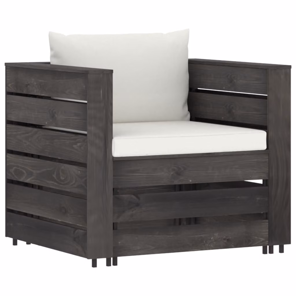 set da giardino 2 pezzi con cuscini Legno impregnato grigio