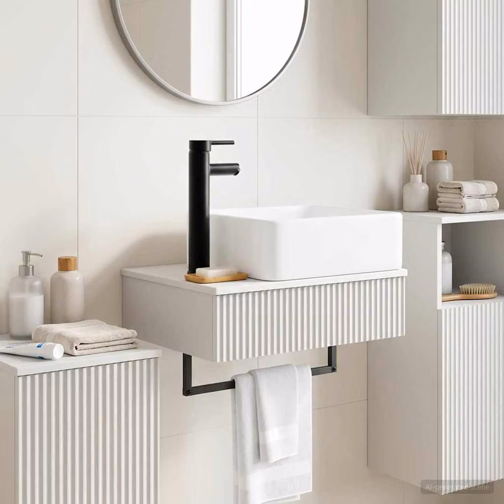Lavabo da parete vidaXL Bianco in legno ingegnerizzato L 50 x P 41 x H 39 cm