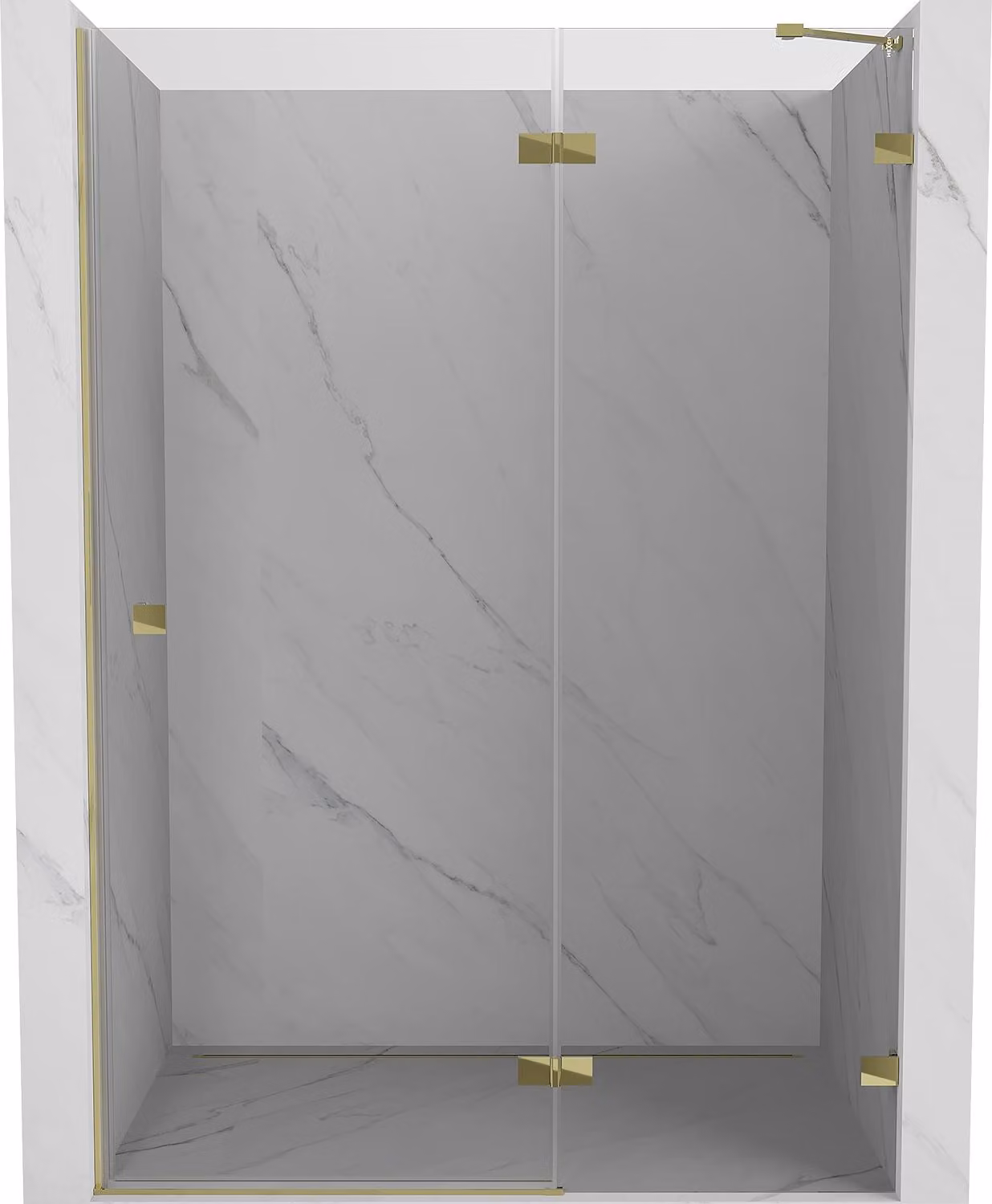 Mexen Lunar porta doccia a battente destra 135 cm, trasparente, dorata - 834-135-000-50-00-P