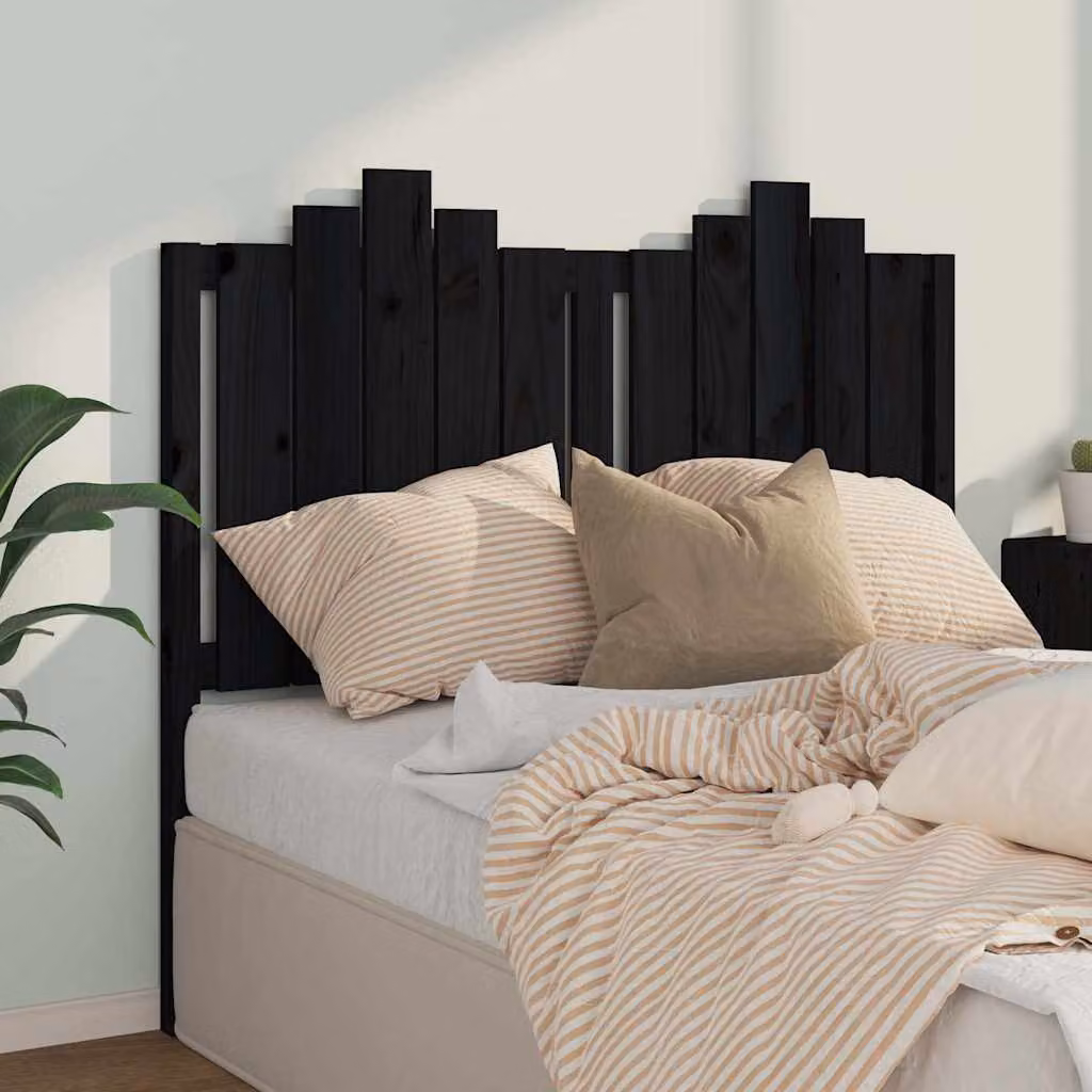 Testiera per letto vidaXL in legno massello di pino nero, stile rustico, L 126 cm x H 110 cm x P 4 cm