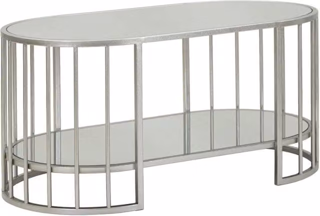 Tavolino da salotto Smirne in specchio e ferro argento 90x50x45 cm
