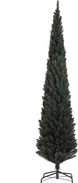HOMCOM Albero di Natale Slim Alto 225 cm Salvaspazio con 538 Rami con Base in Acciaio per Interni, Verde