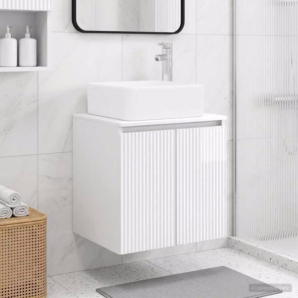 Lavabo da parete moderno vidaXL Bianco Lucido L: 53 cm, P: 35 cm, H: 63 cm