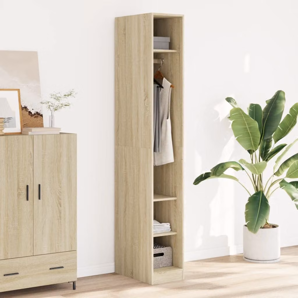 Armadio vidaXL in Rovere con ripiani e appendiabiti, L: 30 cm, P: 50 cm, H: 200 cm
