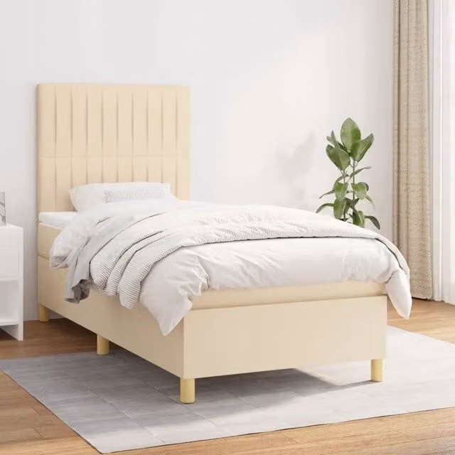 Giroletto a Molle con Materasso Crema 90x190 cm in Tessuto 3142462