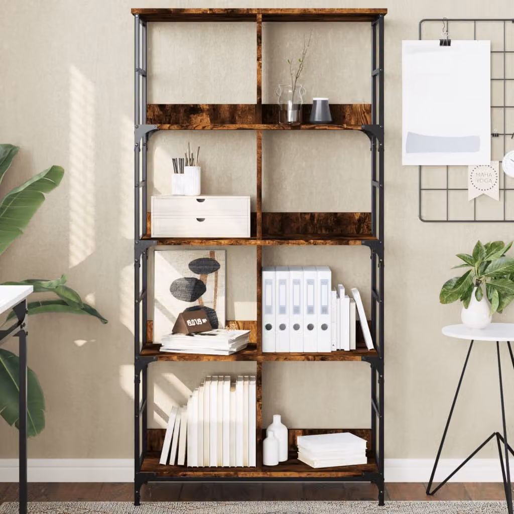 Libreria in stile industriale vidaXL in legno e metallo, colore marrone, L 78,5 cm x P 33 cm x H 153 cm