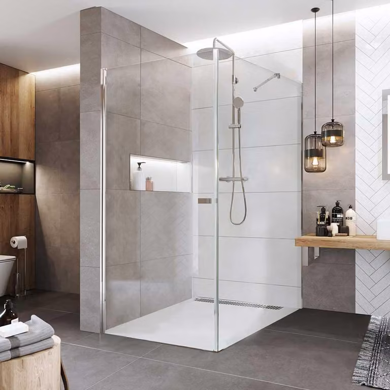 Cabina doccia Mereo Pivot, Novea, rettangolo, 90x120 cm, cromo ALU, vetro trasparente, porta L/P e parte fissa - CK14923Z