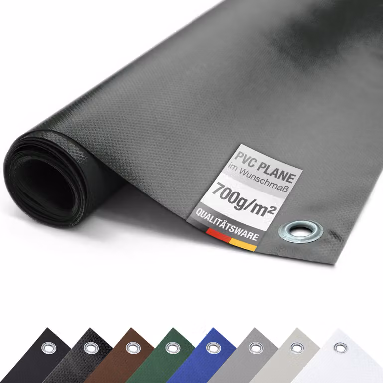 Telone PVC camion 700g/m² CON OCCHIALI Telone protettivo opaco antistrappo stabile (antracite, 3m x 5m)