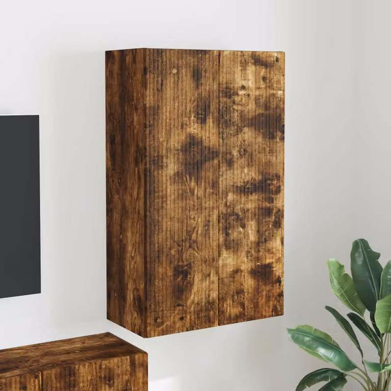 Mobile TV da parete vidaXL Rovere fumé L: 59,5 cm, P: 31 cm, H: 100 cm