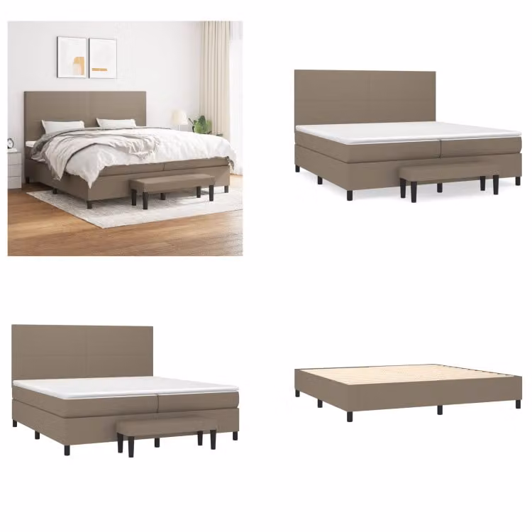 vidaXL Letto boxspring con materasso Taupe 200x200 cm in tessuto - Letto boxspring - Boxspringbetten - Bett - Schlafzimmermöbel