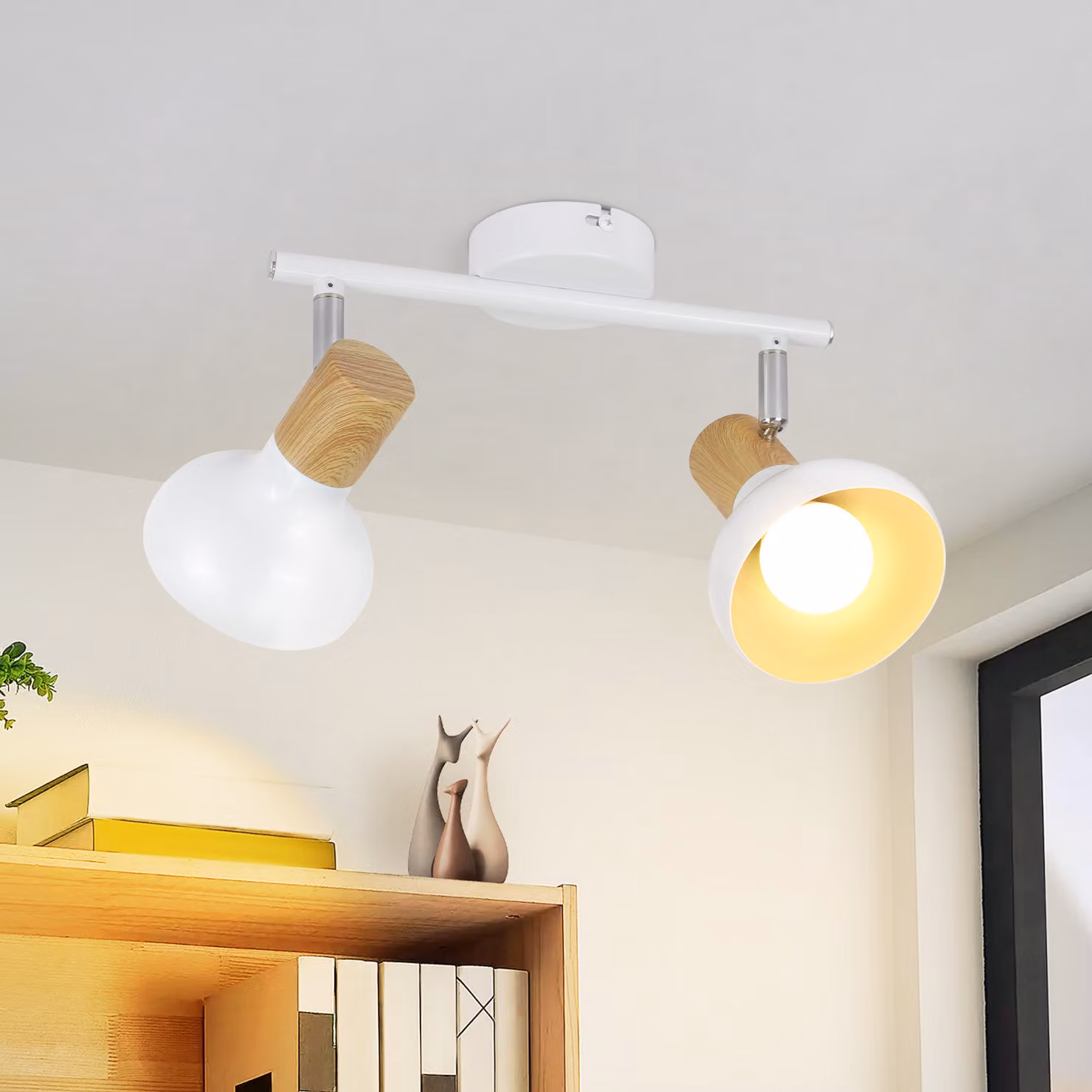 ZMH faretto da soffitto vintage lampada da soffitto corridoio plafoniera interna 2 spot fiamme industriale 350° orientabile spot da soffitto E14 bianco senza lampadine