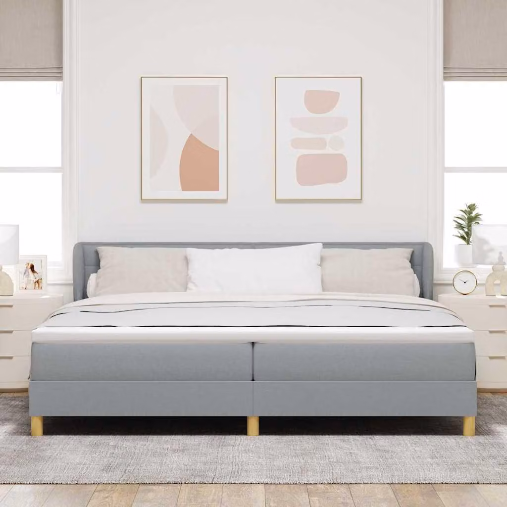 Maison Exclusive - Letto boxspring con materasso Grigio chiaro 200 x 200 cm Tessuto