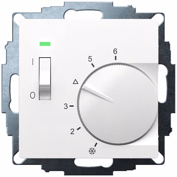 Regolatore ambiente da incasso Eberle UTE 1012, RAL 9016 lucido, 55x55 mm, temperatura 5-30 °C, 24 V CA