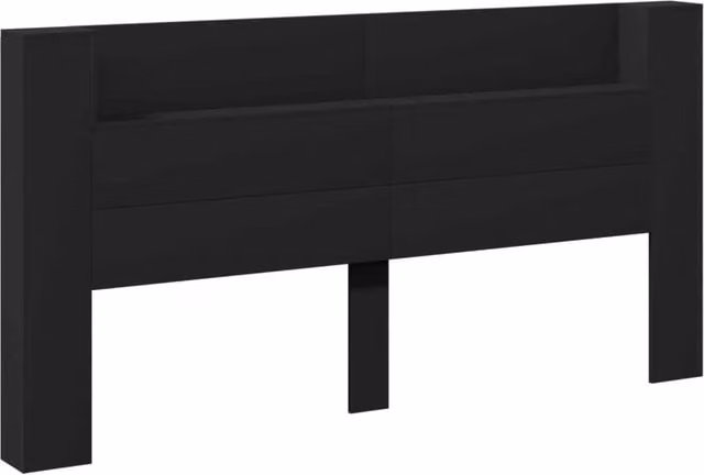 Testiera Design In in legno multistrato nero opaco con illuminazione integrata e mensola, L 200 x P 16,5 x H 103,5 cm