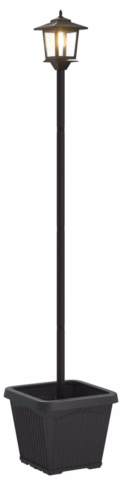 Pali per lampioni solari con vaso integrato, luce bianco caldo, dimensioni 32 x 32 x 158 cm