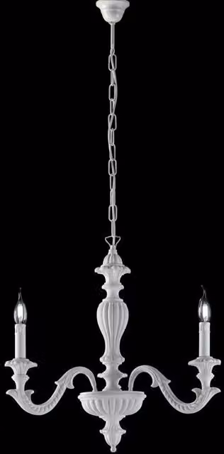 Lampadario Shabby Chic Leonardo Legno Bianco 3 Luci E14