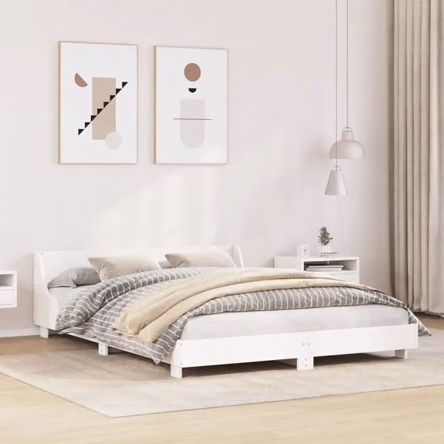 Letto singolo in legno massello di pino bianco vidaXL L/P/H: 120 x 200 x 85 cm