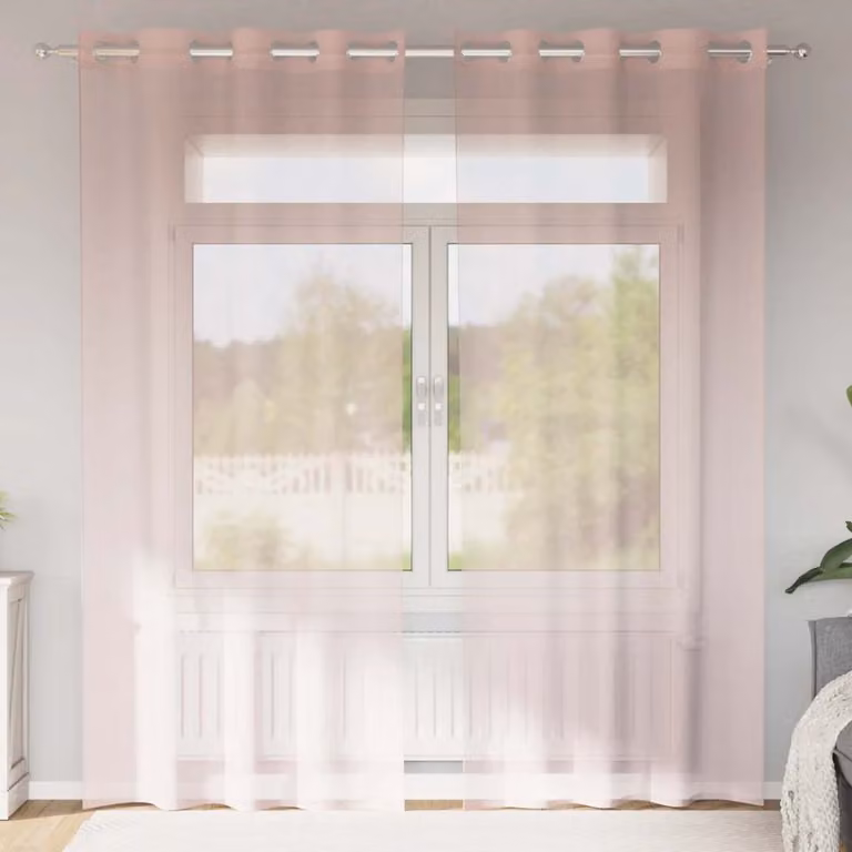 Set di 2 tende in voile semi-trasparenti vidaXL con occhielli, colore rosa chiaro, L: 140 cm, H: 225 cm