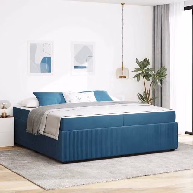 Struttura del letto Blu 200 x 200 cm Tessuto 3398442