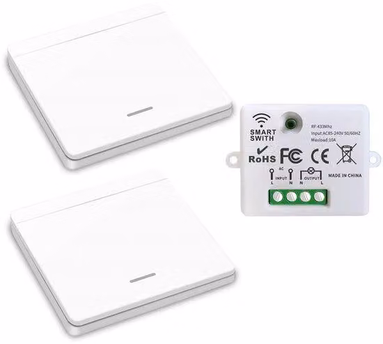 Interruttori wireless - Sistema di controllo di sicurezza - Ricevitore - Controller - Relè - 1 ricevitore e 2 interruttori