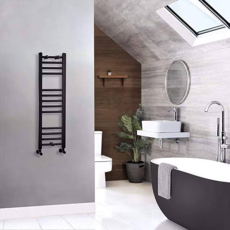 Scaldasalviette Piatto Moderno - Nero - 1000mm x 300mm - Nox
