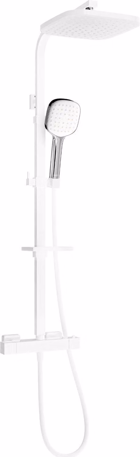 Mexen CQ33 set doccia esterno con soffione e miscelatore termostatico, bianco/cromo - 772503395-21