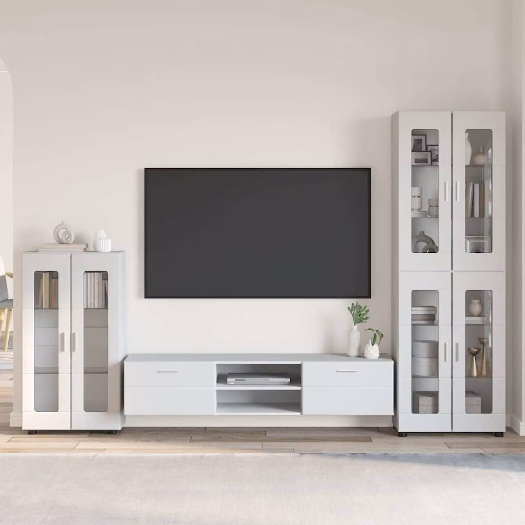 Set mobile TV moderno vidaXL FLORIN in legno bianco, L 150 x P 39 x H 30 cm – 1