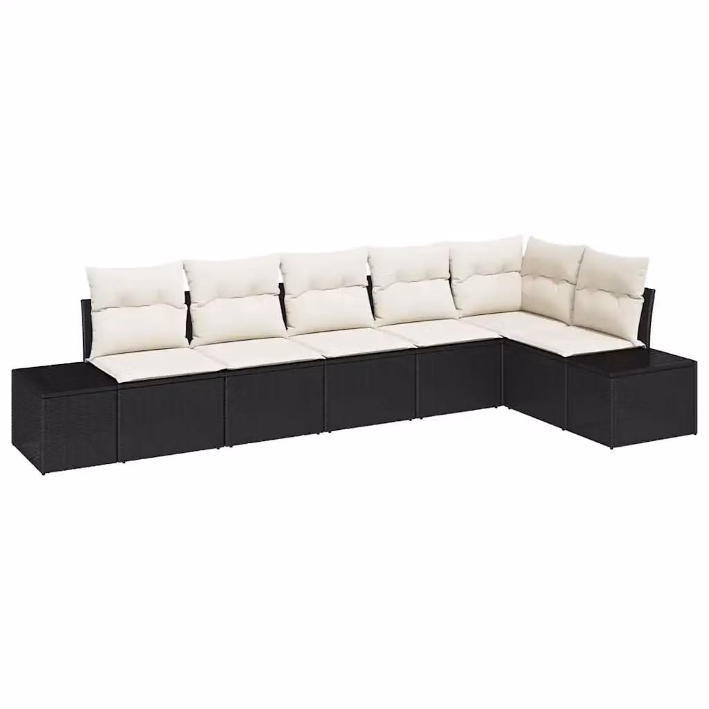 Set Divano da Giardino a L vidaXL 6 pz Nero e Beige con Cuscini e Struttura in Metallo – 2