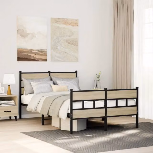 Struttura Letto Design Mania in Metallo e Rovere Sonoma, L 120 x P 200 cm – 1