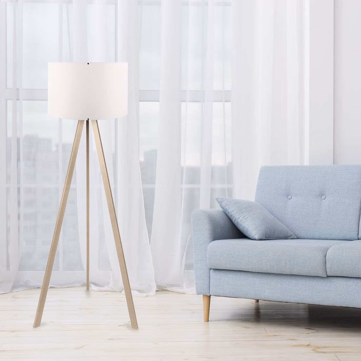 Opviq, AYD-1523, lampade da terra, bianco, MDF, 38 x 38 x 140 cm