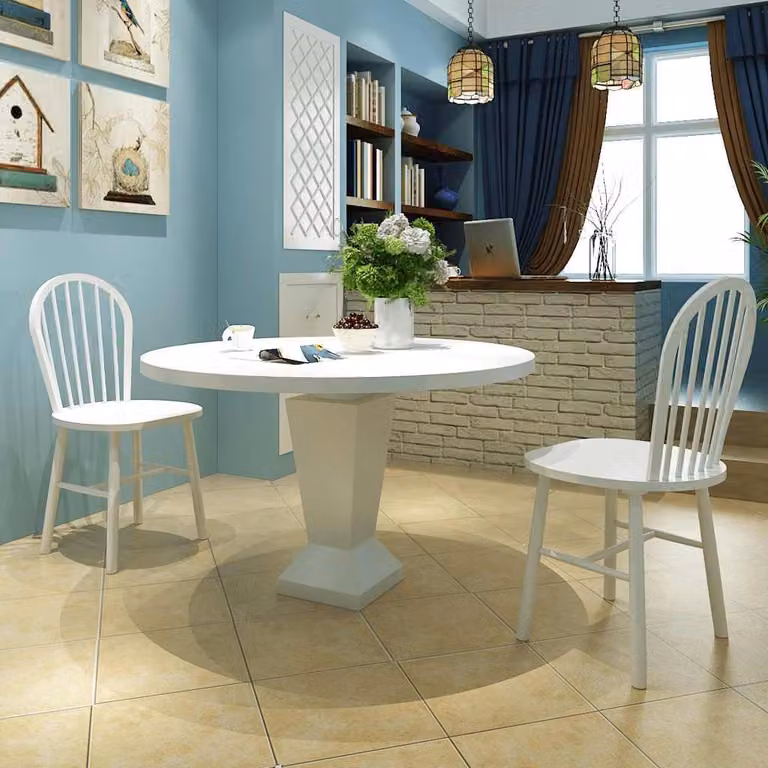 Set di 2 sedie da pranzo vidaXL in legno di Hevea bianco lacquered