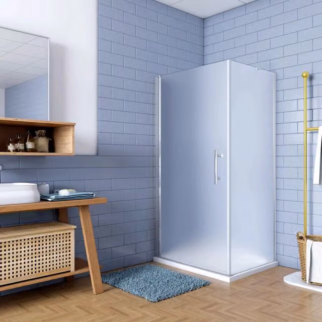 195cm Box Doccia Angolare Porta Battente con Parete Fissa 70x80cm in Vetro Satinato 6mm Anticalcare Irreversibile