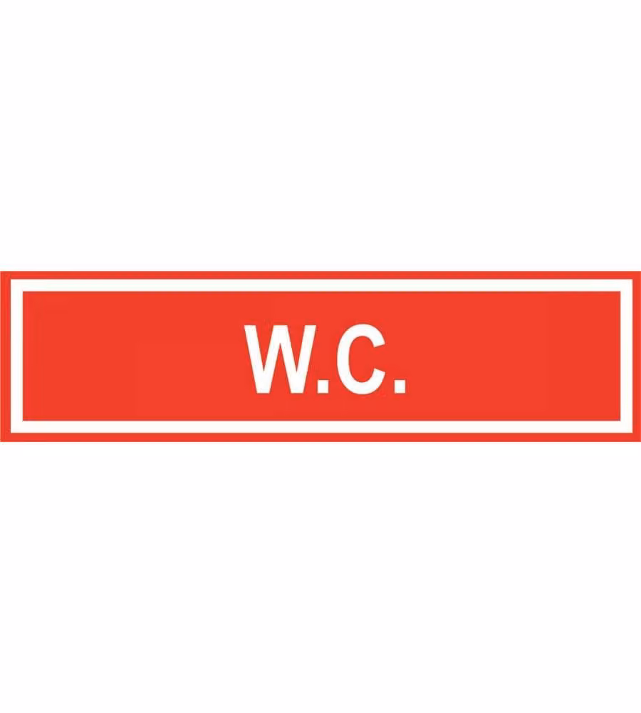 Rosh Targhetta Segnaletica WC Adesiva Rettangolare Vinile Rosso 4x15 cm