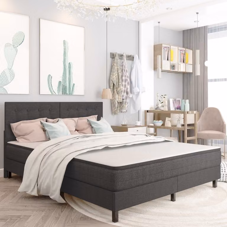 Maison Exclusive - Letto boxspring in tessuto grigio scuro 160x200 cm