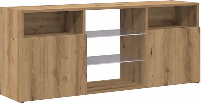 Mobile porta TV moderno HELLOSHOP26 in legno di rovere color marrone con luci LED integrate L/P/H: 120 x 30 x 50 cm
