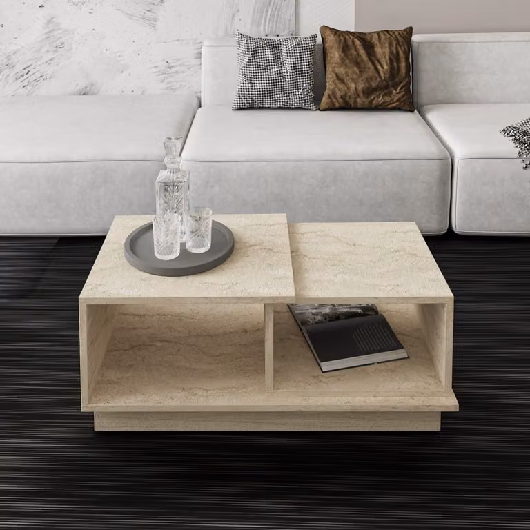 Skye Decor, Consept - Travertine, tavolino, travertino, 100 % PANNELLI DI AGGREGATO MELAMMINICO, 90 x 45 x 36 cm