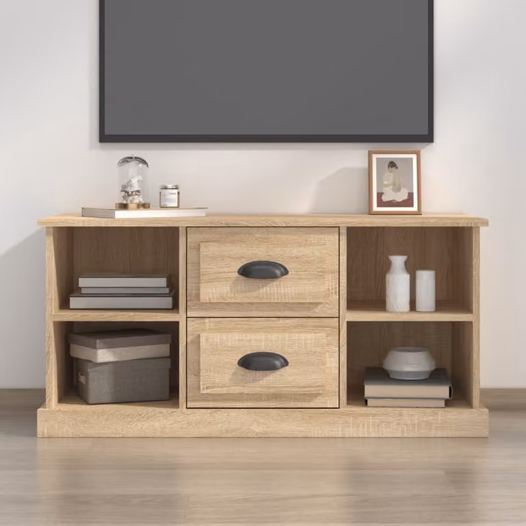 vidaXL Mobile Porta TV Moderno in Rovere Sonoma e Legno Multistrato, Marrone, L 99,5 cm x P 35,5 cm x H 48 cm